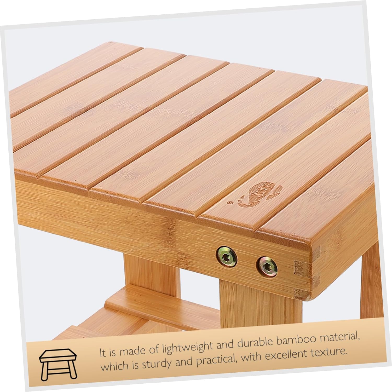 MERRYHAPY Practical Foot Stool for Home Bamboo Square Stool for Boys and Girls and Adults