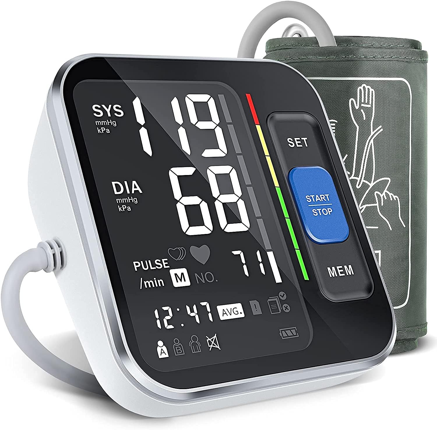 Large Screen Blood Pressure Monitors for Home Use, Blood Pressure Machines for Upper Arm Blood Pressure Cuff 22-40cm, Backlight Display & HR Detection, with Carrying Case for Adult & Pregnancy