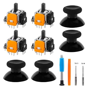 TOMSIN Joysticks Replacement for Xbox One/S and Series X/S Controller,4 Pack Hall Effect 3D Analog Sensor Joysticks Module with Caps for Xbox Controller