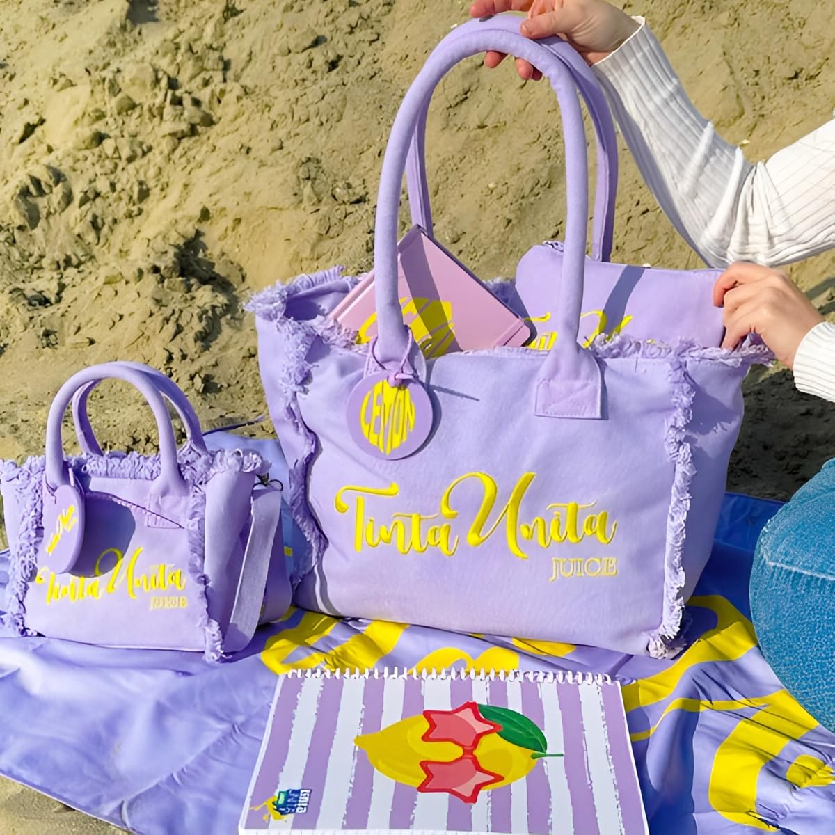 Borsa a Tracolla Grande Lilla con Profumatore - Tinta Unita Juice