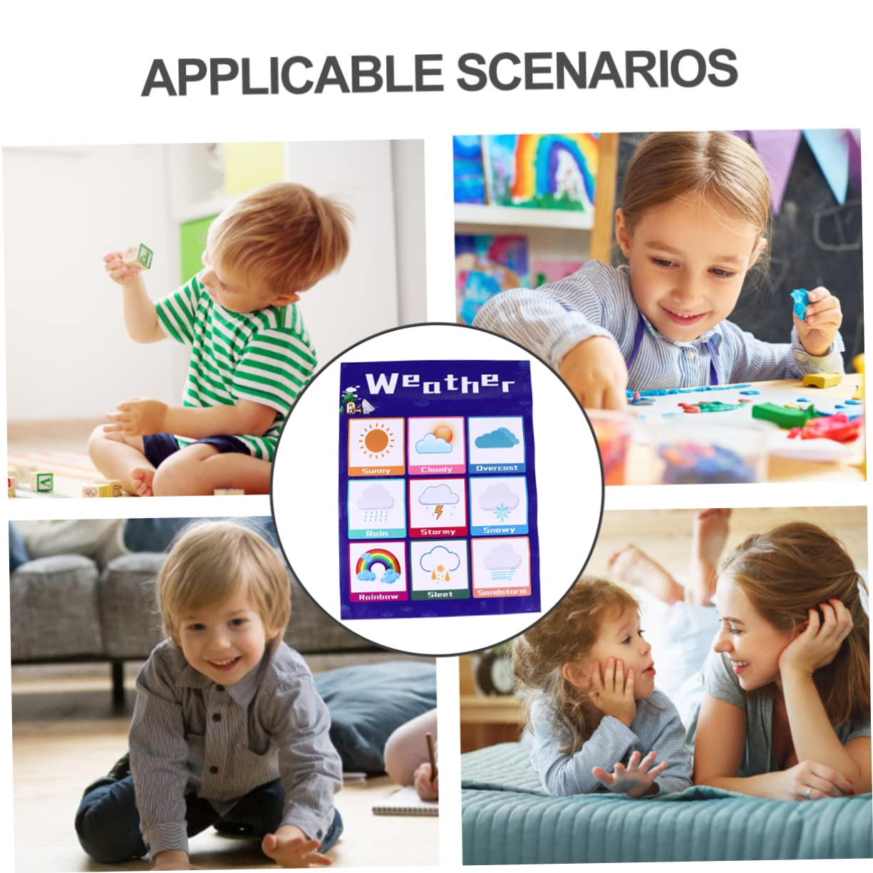 HOMSFOU Tableau Éducatif pour Tout-petits en Pp Colle Arrière, Affiches Suspendues en Anglais, Apprentissage Ludique, Léger et Petit, pour Garçon et Couleur Aléatoire Style Aléatoire