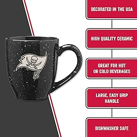 Rico Industries NFL Football Tampa Bay Buccaneers Alternate 16 oz Team Color Laser Engraved Speckled Ceramic Coffee Mug