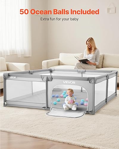 Miniatura 6 de VEVOR Corralito para bebés, 78.7 x 70.3 pulgadas, corralito extra grande para bebés y niños pequeños, patio de juegos para interiores y exteriores,