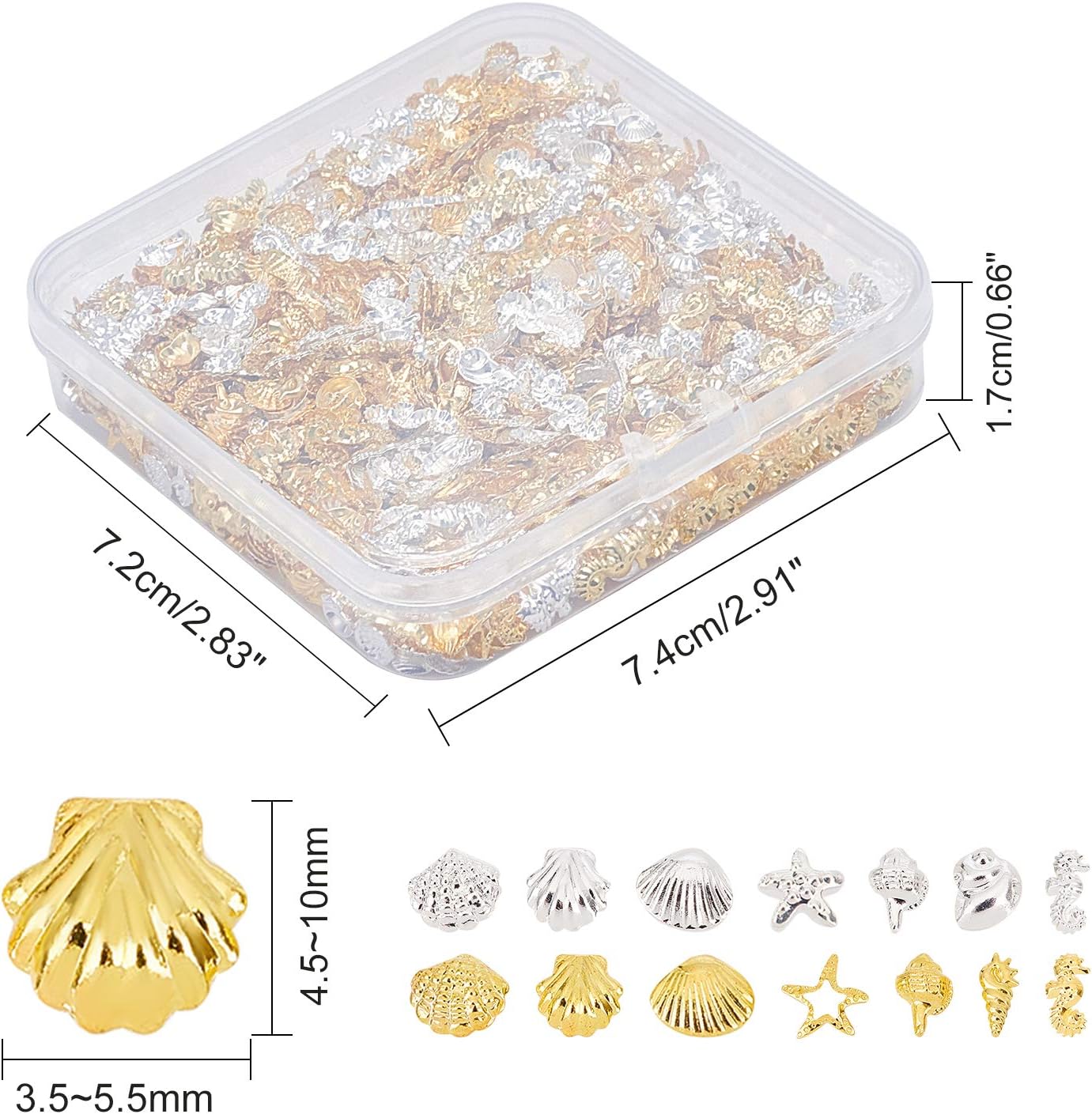 OLYCRAFT 2380pcs Ocean Themed Resin Filler Alloy Epoxy Resin Supplies UV Resin Filling Accessories for Resin Jewelry Making Sliver & Gold- 7 Shapes - Image 4