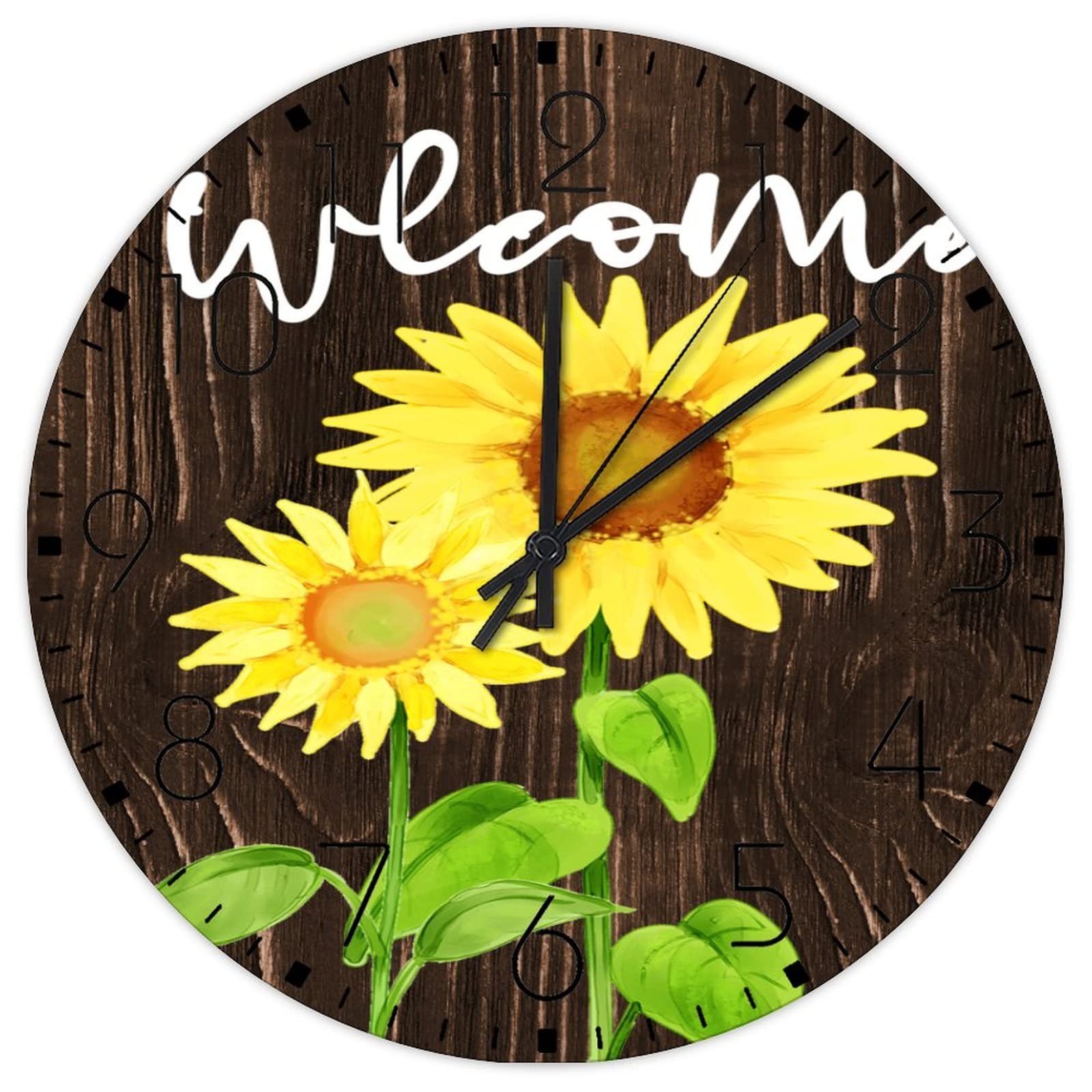 Horloge murale en bois double face vintage 30,5 cm pour aménagement de jardin et bureau