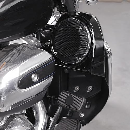 Miniatura 6 de Carenados para motocicletas para Harley, SLMOTO Carenado inferior ventilado negro vívido para piernas con altavoces de 6.5" y rejillas para Harley