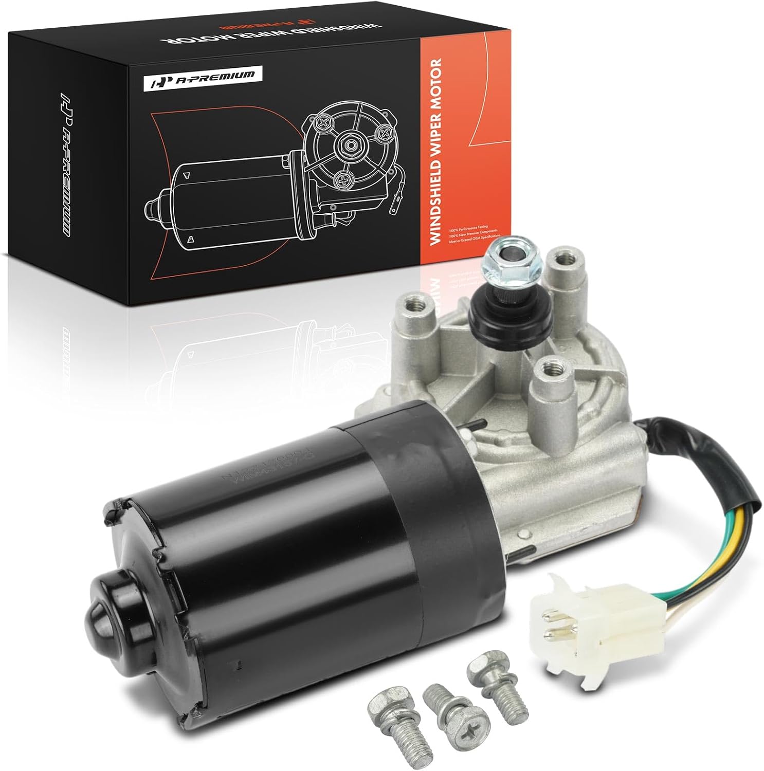 A-Premium Front Windshield Wiper Motor Compatible with BMW 318i 1984-1985/1991-1993, 318is 1991, 325, 325e, 325es, 325i, 325is, 325iX, 524td, 528e, 533i, 535i, 535is, M3, M5, 4-Pin, Left Hand Drive