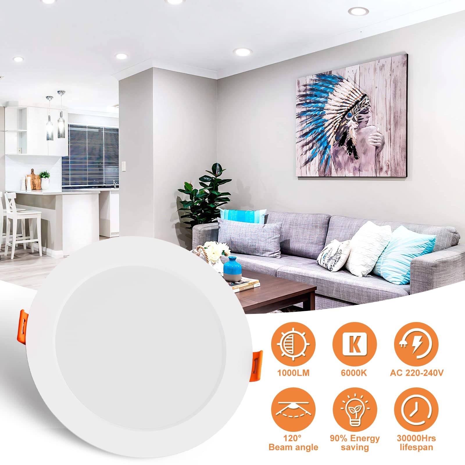 Faretti da Incasso per Cartongesso 10W,Luce Fredda 6000K,Foro 115-125mm | Set di 20, Faretto Led Incasso IP44, 10W 1000LM, Ultrasottili 25mm, IP44 AC 220-240V Faretti LED da Incasso per Cartongesso