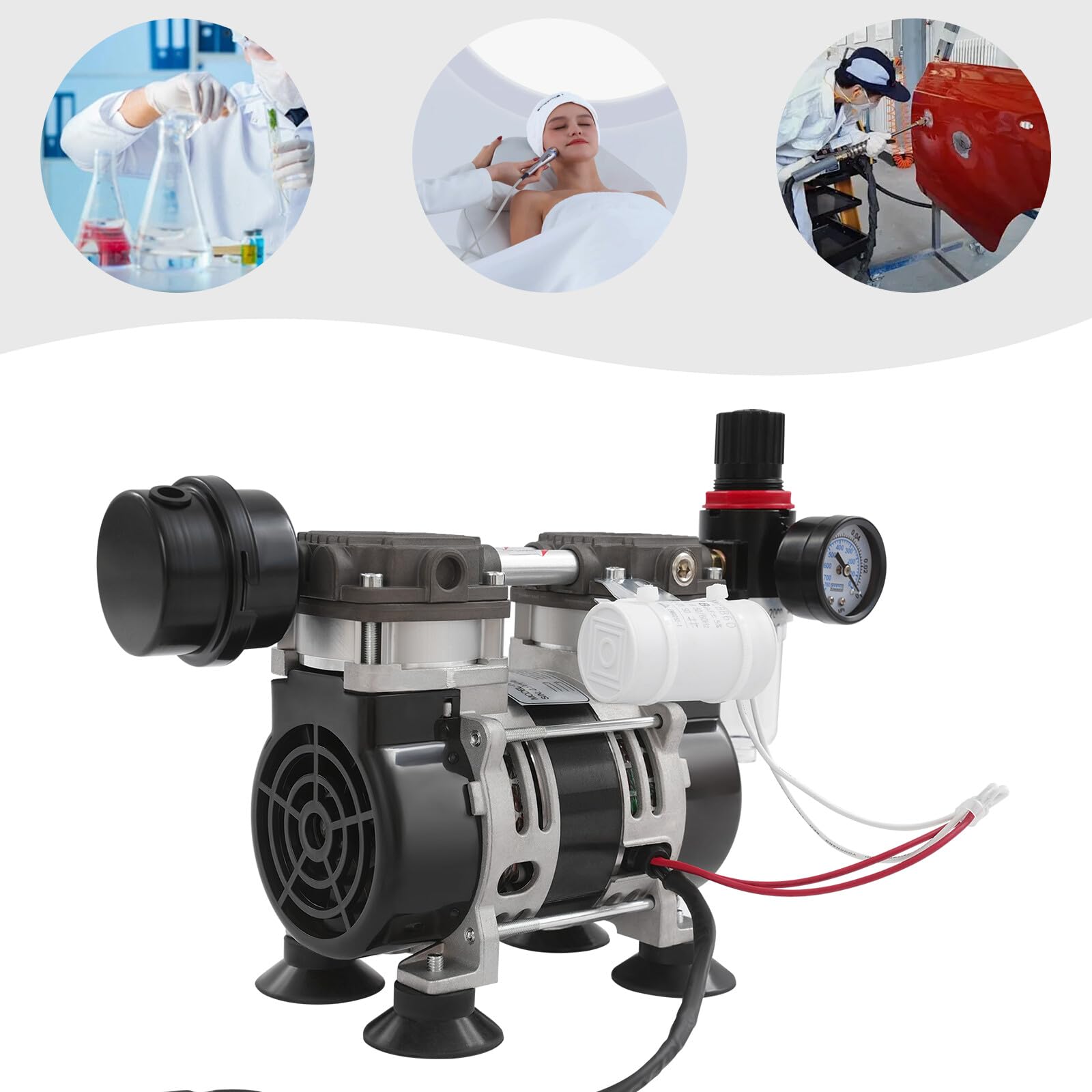 Bomba de vacío de laboratorio sin aceite, WFIETN 230 W, sin aceite, bomba de vacío para trabajos de pintura, reparaciones, capacidad de configuración 6uF