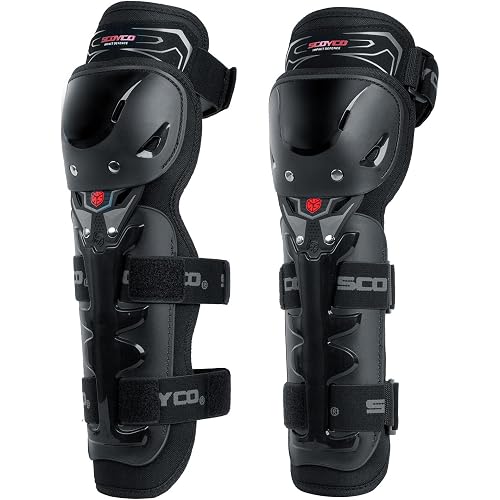 Scoyco Motorcycle Knee Pads - CE Level 1 Adjustable Motocross Knee Guards Protective Gear for Outdoor Cycling Racing Sports