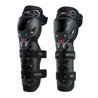 Scoyco Motorcycle Knee Pads - CE Level 1 Adjustable Motocross Knee Guards Protective Gear for Outdoor Cycling Racing Sports