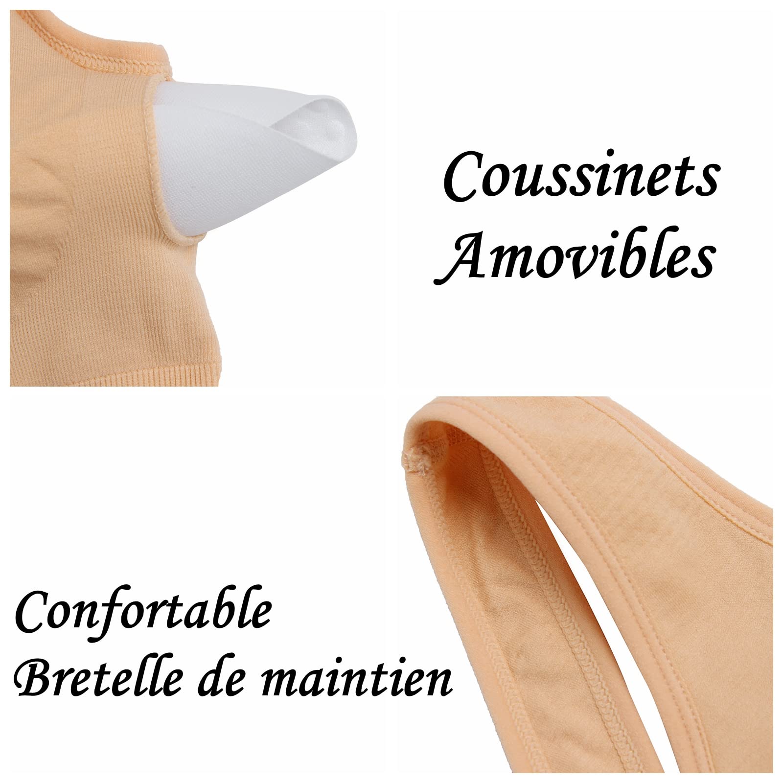 Soutien-Gorge de Sport Post-opératoire Brassière Femme Zippée Avant Zipper Lingerie avec Coussinets Amovibles Push Up Courir Vest pour Fitness Jogging Yoga Course