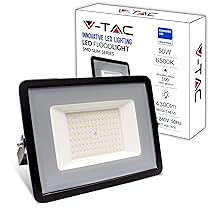 V-TAC Faro LED da Esterno 50W – (Chip Samsung – Alte Perfomance, Bassi Consumi) – 4300 Lumen – IP65 – Proiettore Faretto LED Nero per Casa, Giardino, Garage – Impermeabile – Luce Bianca Fredda