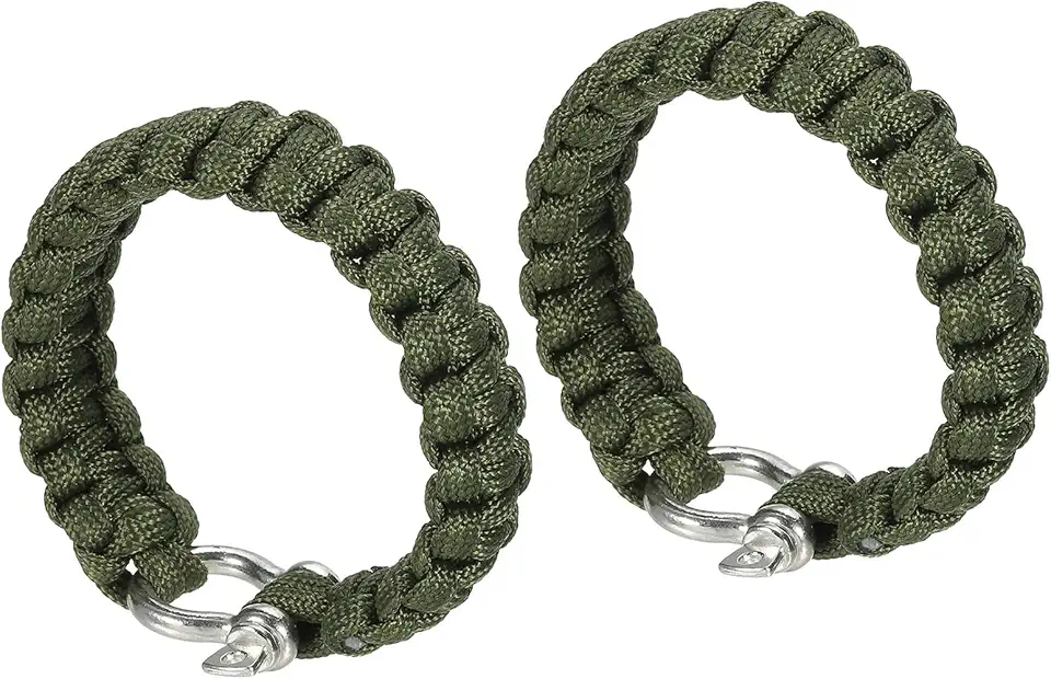 Pulseiras Paracord de sobrevivência, pacote com 2 pulseiras trançadas com fivela em forma de O, lembrancinhas de festa, presentes de acampamento, envoltórios ao ar livre para homens, verde exército