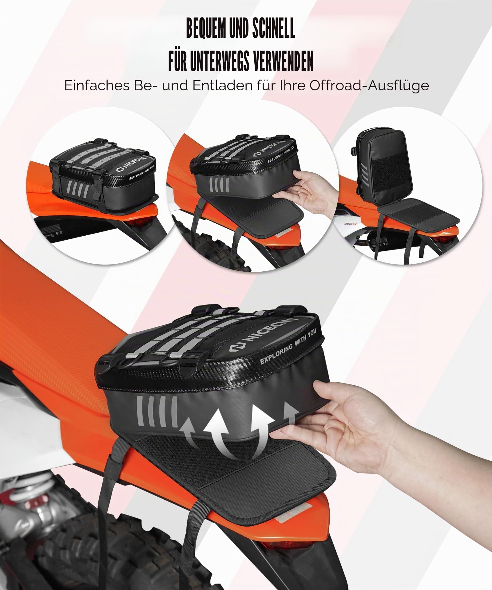 NICECNC Motorrad-Heckkotflügeltasche, Dirt-Bike-Tasche, Rücksitz mit Werkzeug-Rolltasche, Dirt-Bike-Werkzeugtasche, universal, Motocross-Enduro-Fender-Tasche, Aufbewahrungszubehör, passend für