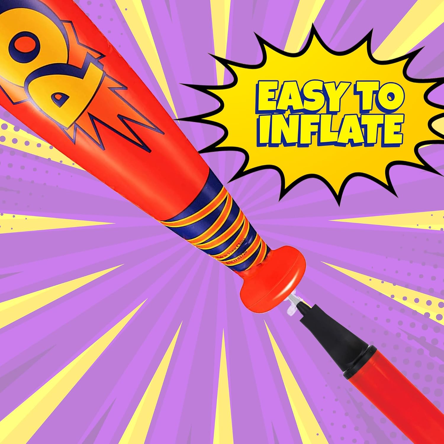 ArtCreativity 20" Pow Inflatable Baseball Bats (Pack of 12) Baseball Goodie Bags Favors, Superhero Birthday Boy Party Favors, Carnival Party Prizes, Toddler Outdoor Toys, Fun Summer Toys for Kids