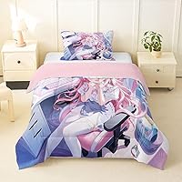 Vista 18 de Erosebridal Juego de edredón de sirena azul para niñas, juegos de ropa de cama de unicornio lindo individual de 2 piezas para niños, diseño