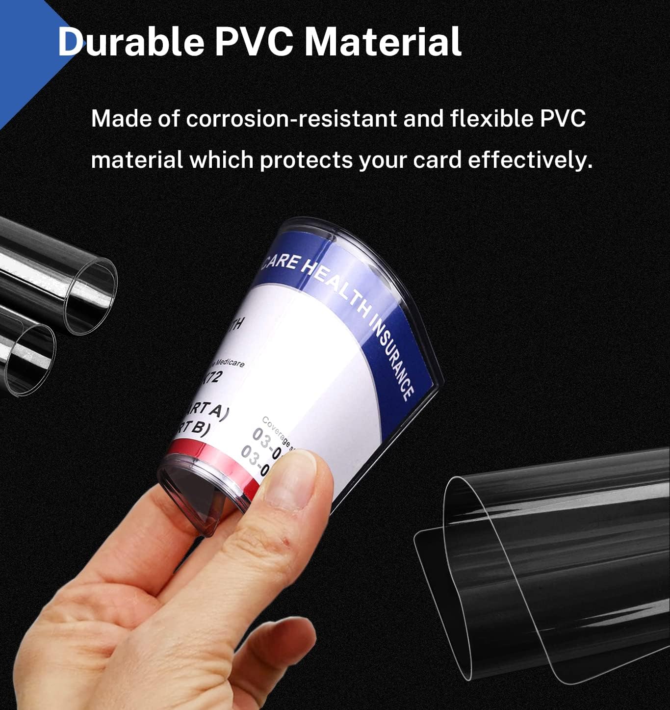 Medicare Card Holder Protector Sleeves, Social Security Card Protector, 12 Mil Clear PVC Water Resistant Plastic Sleeves for New Medicare Cards, Business Cards, ID Cards, Credit Cards, 6 Pack