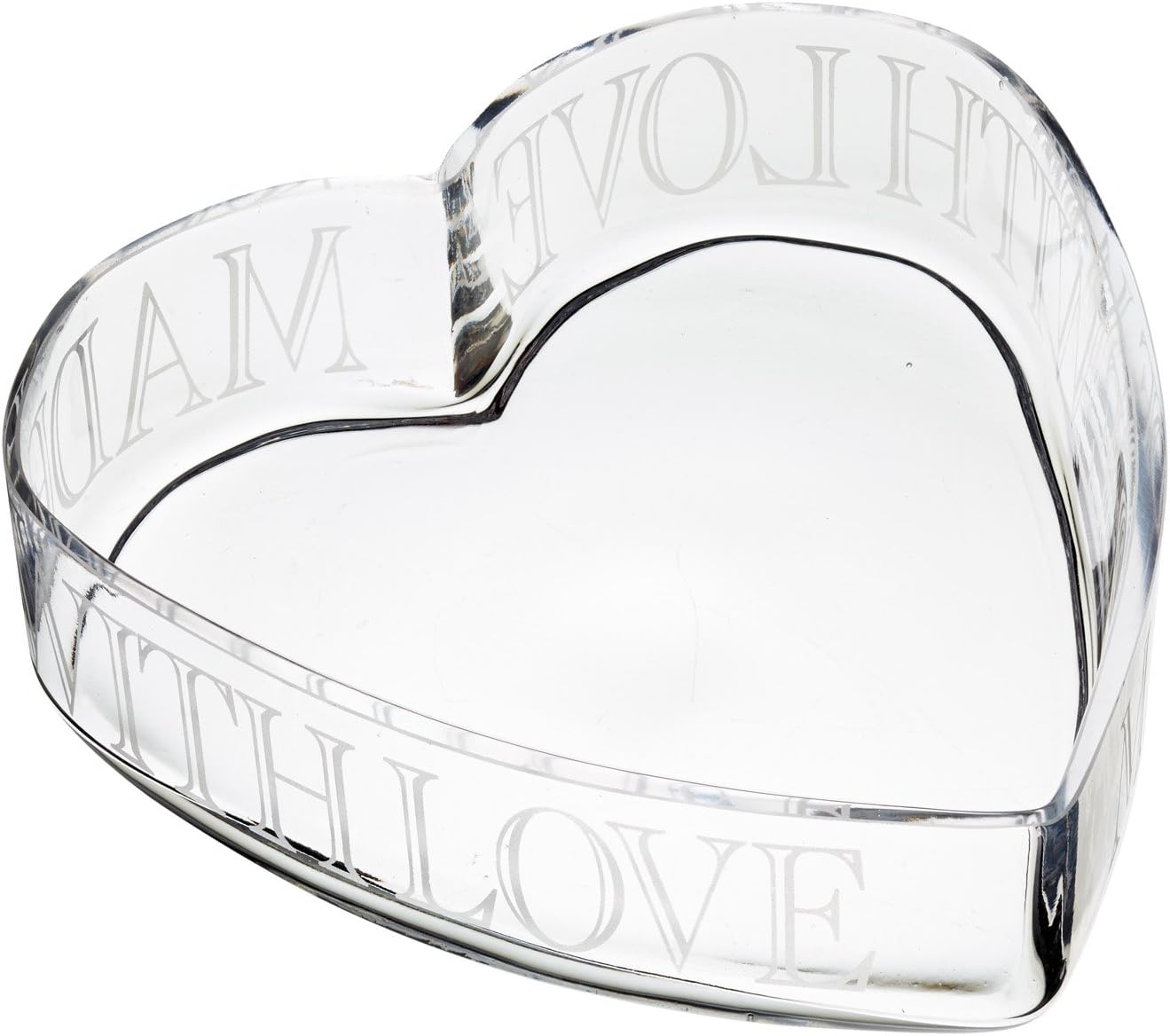 KitchenCraft Artesà 'Made With Love' Etched Glass Heart-Shaped Bowl, 24 x 23 cm