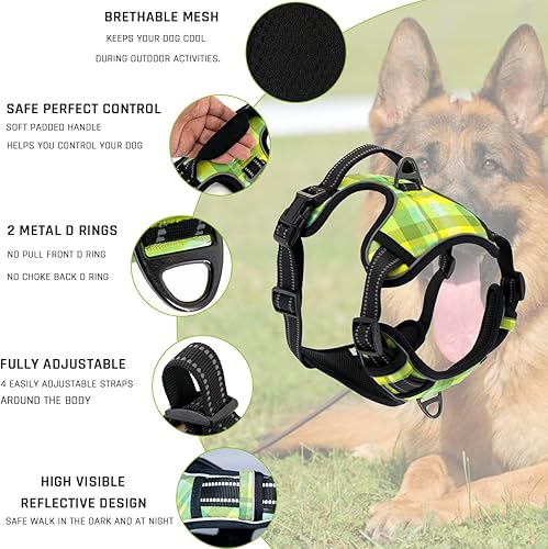 Miniatura 3 de COVONEE Arnés sin tirones para perro, ajustable, reflectante, Oxford, de fácil control, arnés para perro mediano y grande con una correa de perro