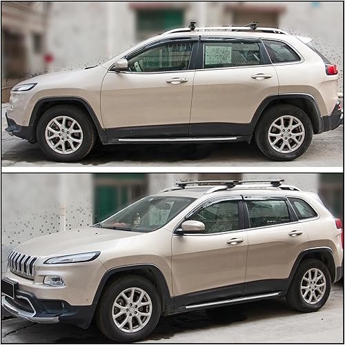 Miniatura 9 de IKON MOTORSPORTS Viseras de ventana compatibles con Jeep Cherokee KL 2014-2021, inyección con moldura cromada de policarbonato contra la lluvia