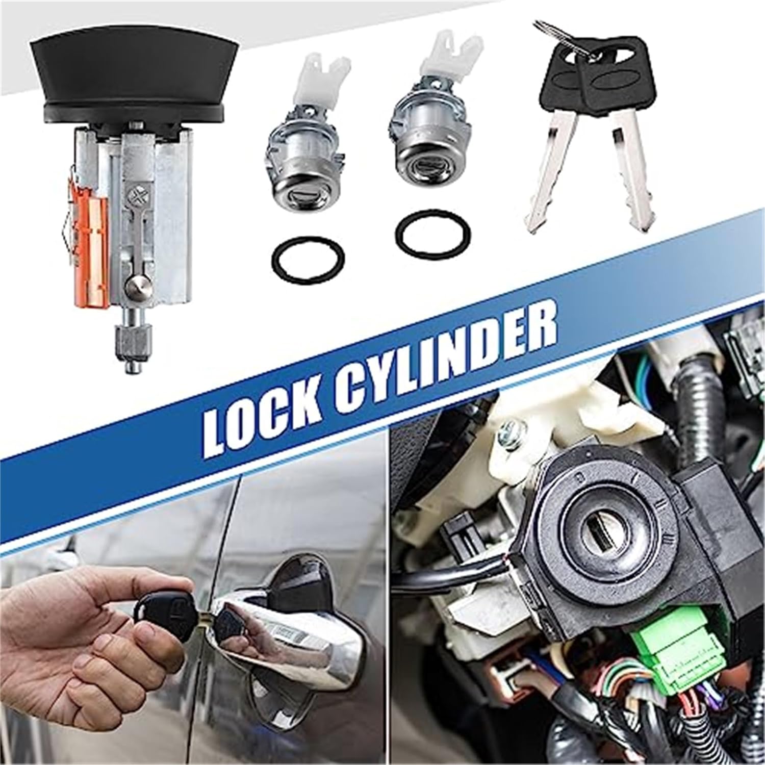 Generic Door Lock Cylinder Tumbler with Keys Set Replacement for Ford F250 Car Ignition Switch Lock
