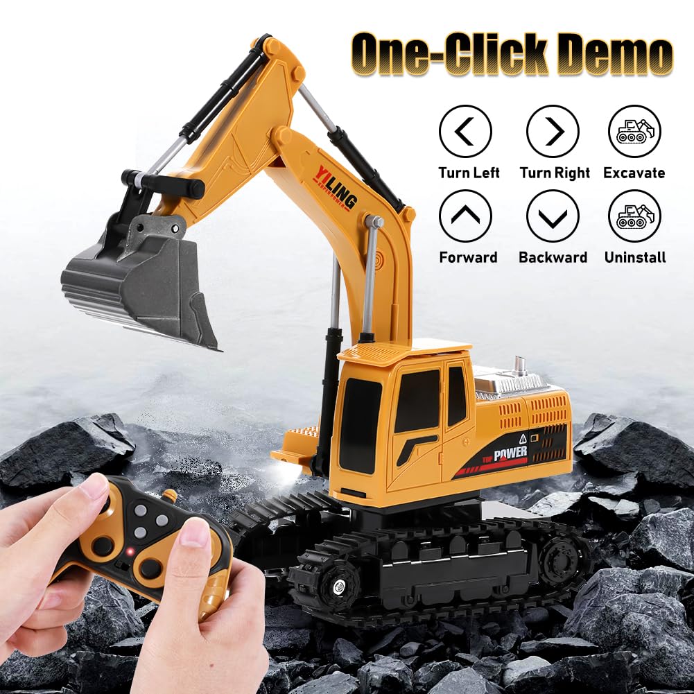 Excavadora Teledirigido Excavadora Tractor de Juguete, 1: 20 Excavadoras Vehículo de Construcción Juegetes 9 Canales Excavadoras RC Coches de Juguete Nniños 3 4 5 6 7 8 Años