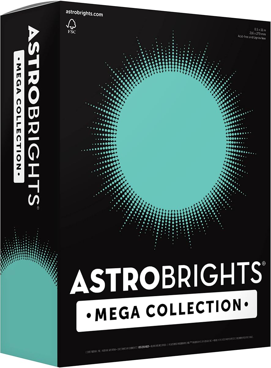 Mega Collection, papel de colores, Punchy Pastel Blue Bliss, 625 hojas, 24 lb/89 g/m2, 8,5" x 11" - ¡MÁS HOJAS! (91730)