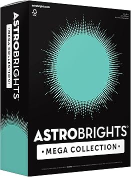 مجموعة Astrobrights Mega ، ورق ملون ، Punchy Pastel Blue Bliss ، 625 ورقة ، 24 رطل / 89 جم / 8.5 بوصة &times; 11 بوصة - المزيد من الأوراق! 91730