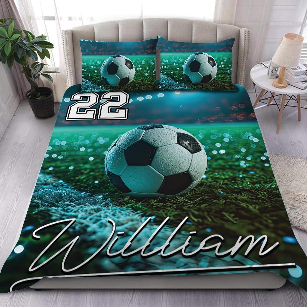 Soccer Bedding Set For Boys Kids - Twin & Full Size, Comforter Set, Bed Room Decor For Boys, Gifts For Sport Lovers (SOCCER-08)