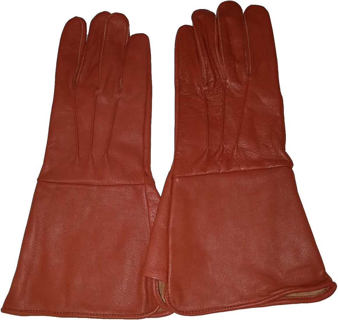 Men's Acorn Brown Leather gauntlet cosplay gloves (Large)