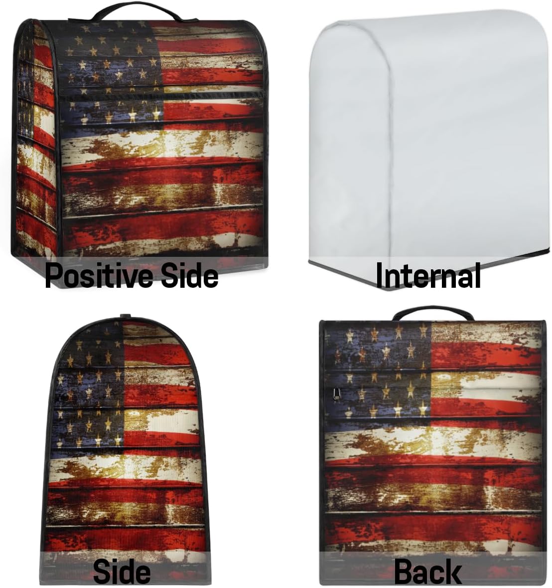 American Flag Wooden Stand Mixer Cover Compatible with 6-8 Quarts Mixer Kitchen Mixer Cover Fits Tilt Head & Bowl Lift Dust Cover of Coffee Machine