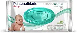 Toalha Umedecida Personalidade Baby Algodão e Água Hipoalergênica 50 unidades 20X15cm