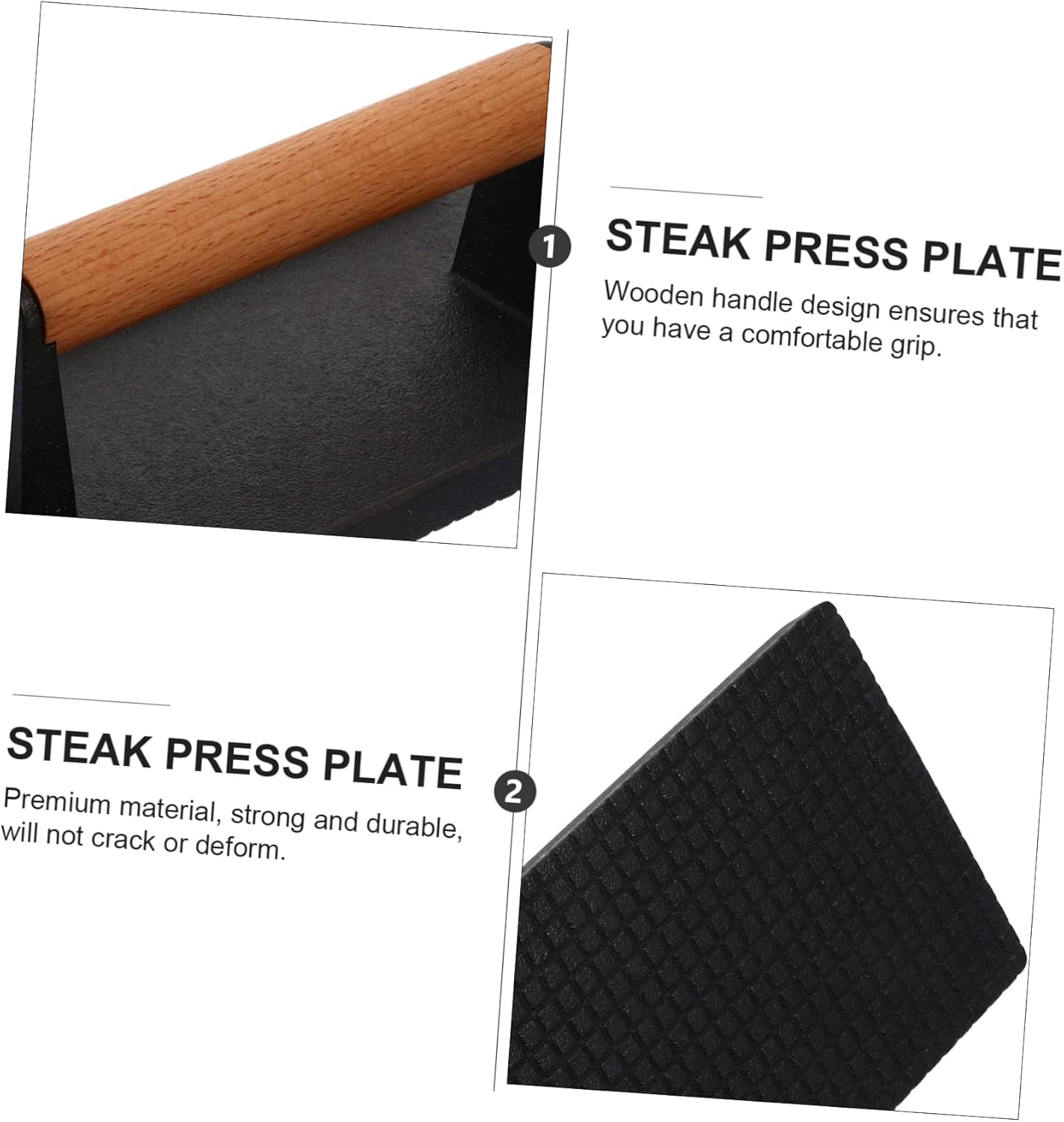 UPKOCH 1pc Cast Steak Press Handle Heavy Duty BBQ Grill Plate for Healthy Cooking Non-Stick Design Portable for Outdoor Grilling and Searing