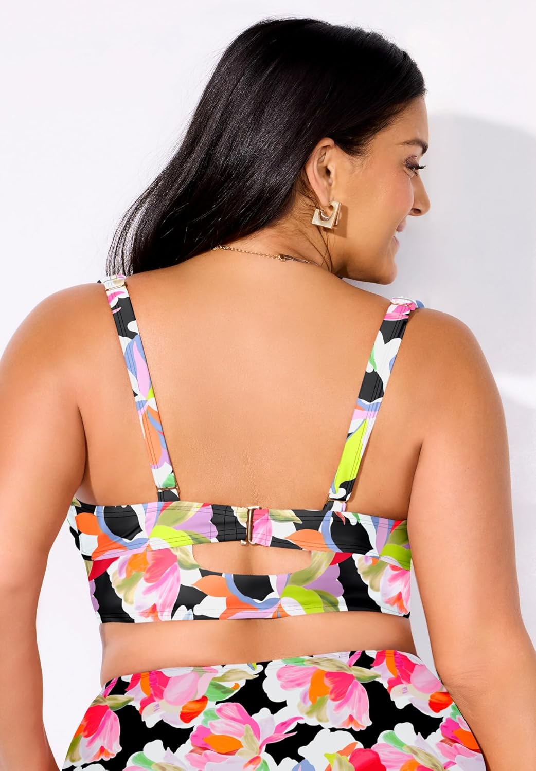 Swimsuits For All Women's Bra Sized Ring Strap Bikini Top (Plus