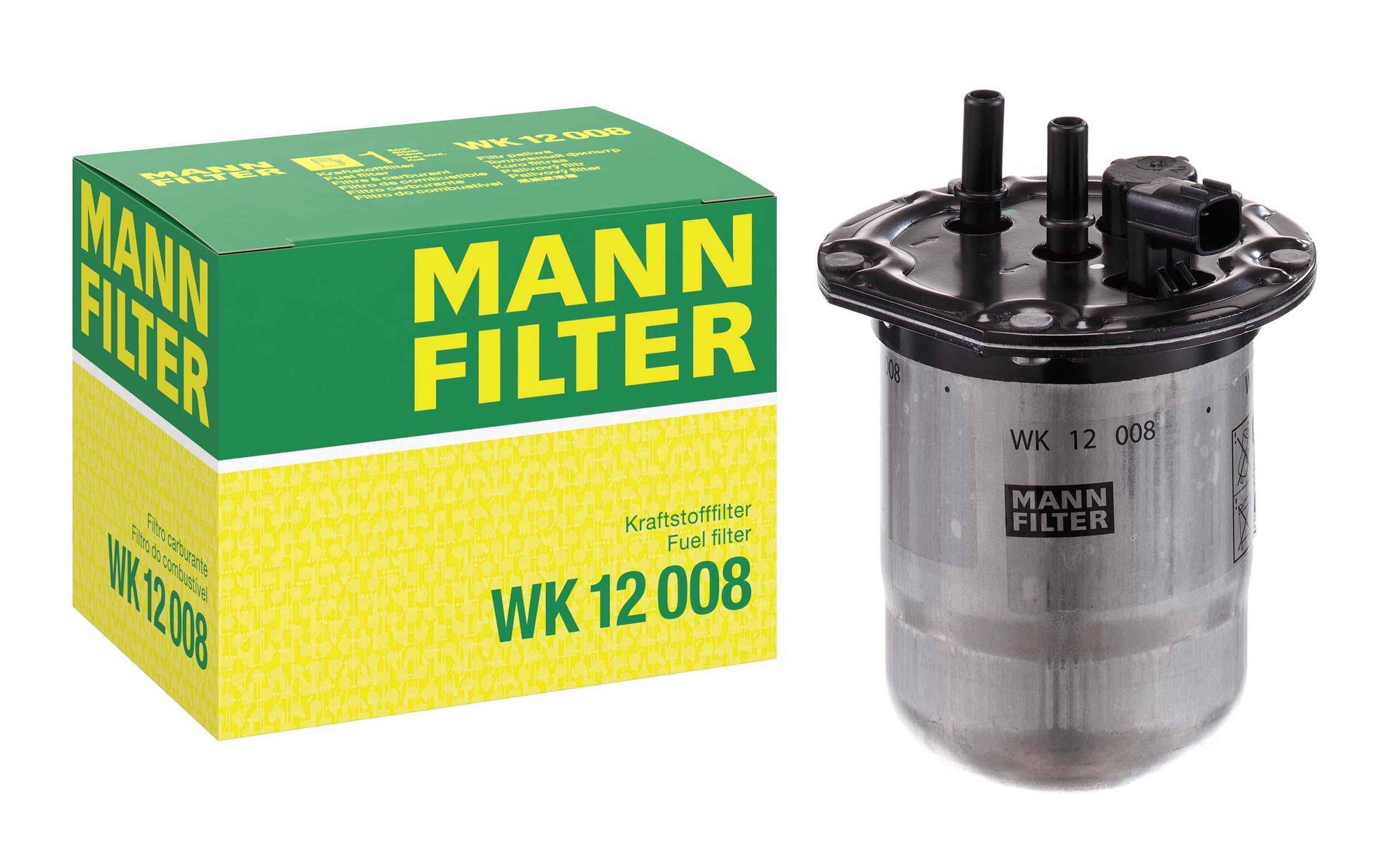 MANN-FILTER, WK 12 008 Kraftstofffilter | Für PKW, Schutz des Kraftstoffsystems, Injektorschutz, Zuverlässige Kraftstoffversorgung, Echte OE-Technologie
