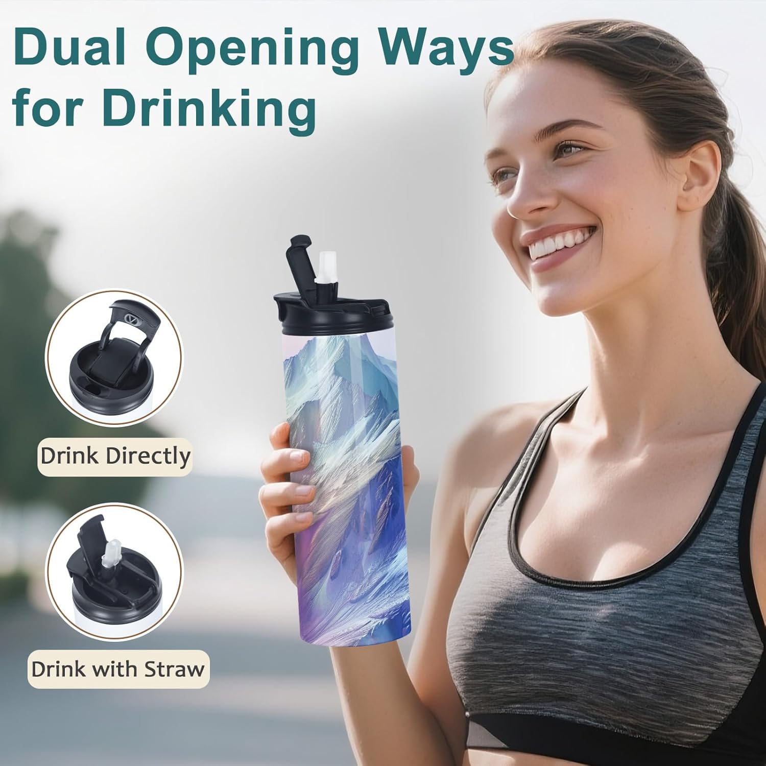 24 Pack 20 Oz Sublimation Tumbler Bulk Straight Skinny, Sublimation Water Bottle Blanks with Flip Straw Lid, Insulated Stainless Steel Dual Opening Blank Bottles Cups for Heat Transfer Diy - Image 4