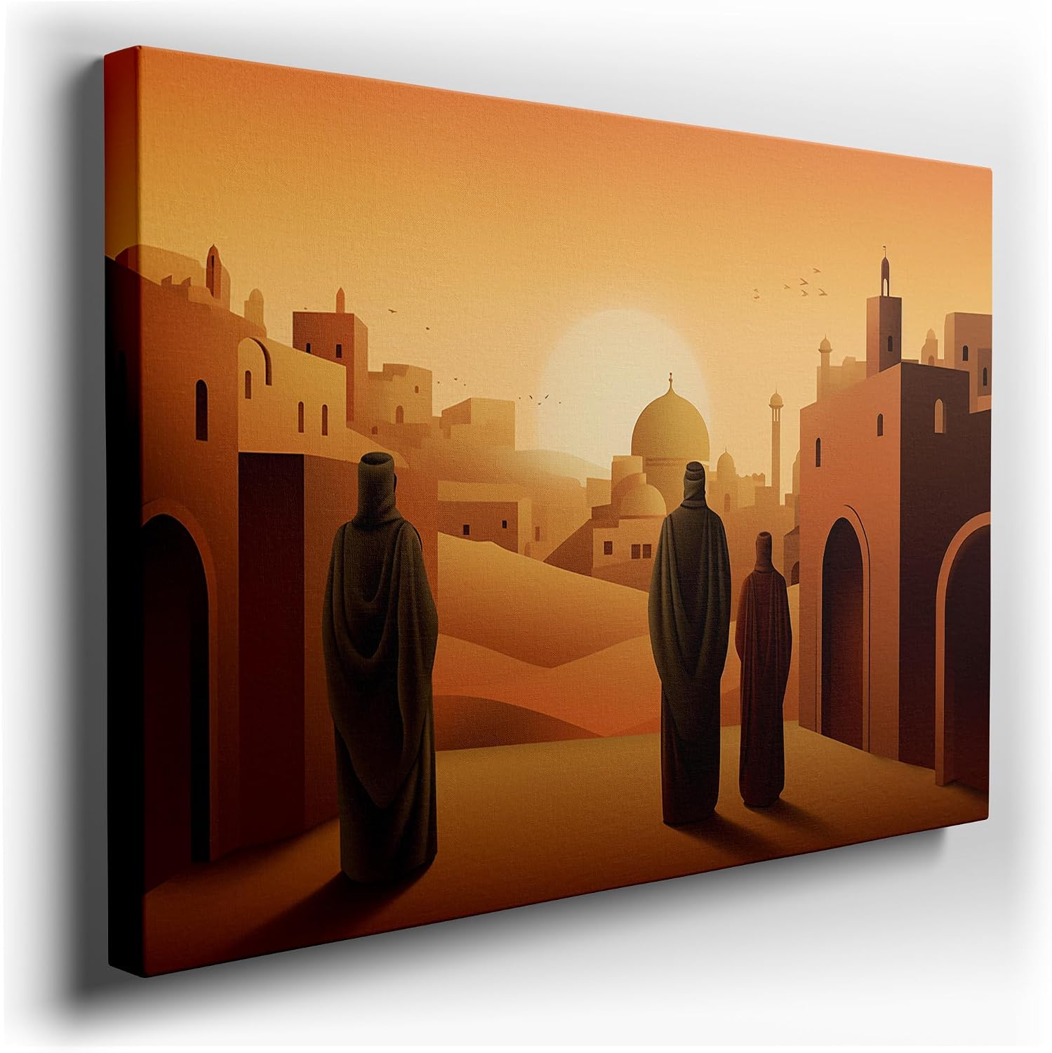 Canvas for Living room. Whispers of the Desert: Tradition Meets Modernity at the Golden Hour, 27 x 18 inch Canvas Wall Art - Ready to Hang - 69x46 cm (27x18 inch)