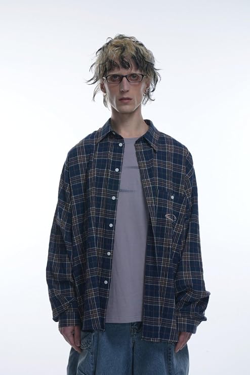 Amazon.co.jp: [GRAILZ] OVERSIZE CHECK SHIRTS オーバーサイズ