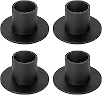 4 Pack Matte Black Retro Candlestick Holders - Farmhouse Taper Candle Stands for Weddings, Parties, Home Decor & Housewarming Gifts