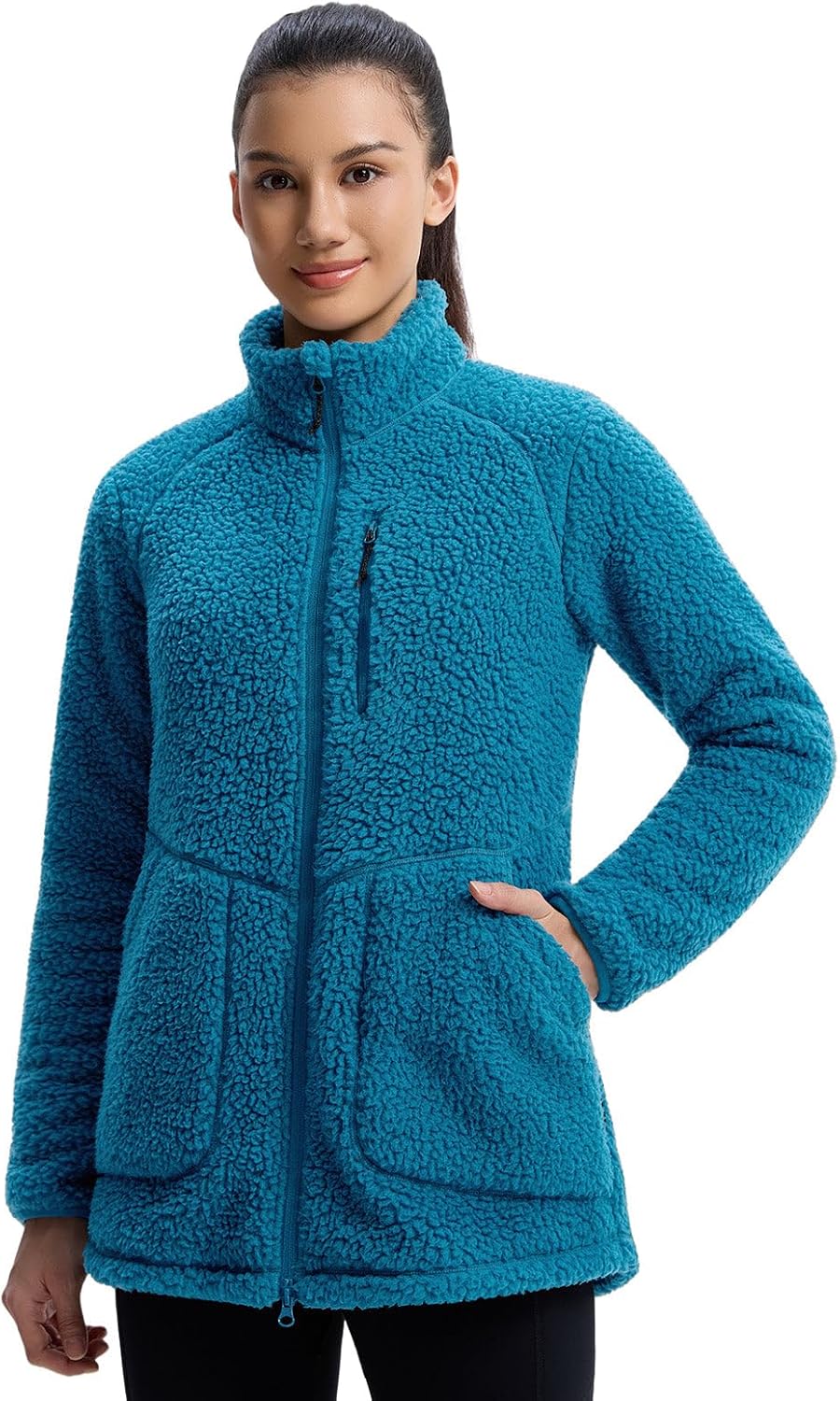 baleaf Women's Long Fleece Jacket Full Zip Lightweight Warmth