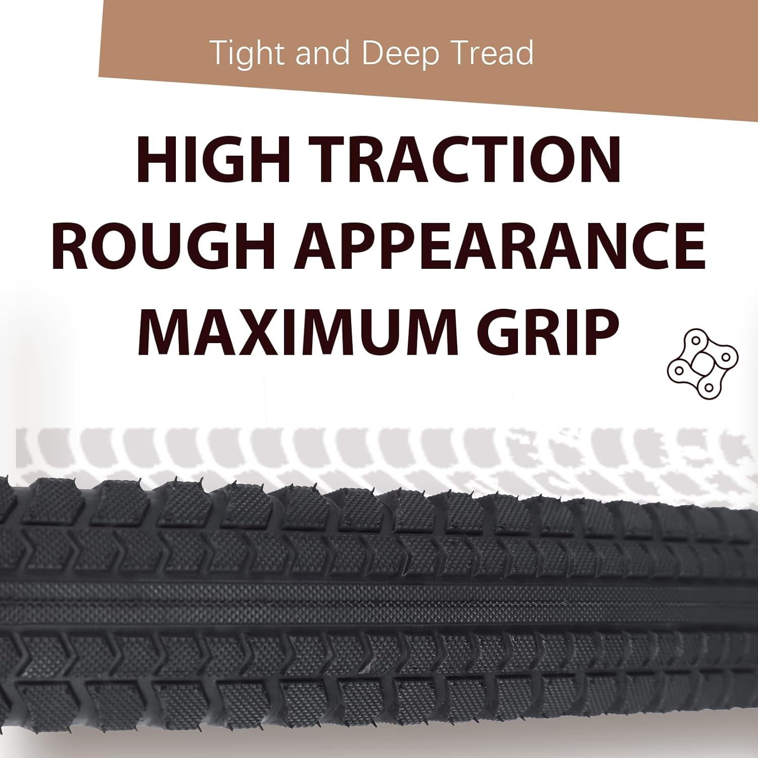 BWSHLF Replacement Mountain Bike Tires, 20/24/26/27.5/29Inch Size, 2 Pack Black Folding MTB Bicycle Tire, Black/Brown Side