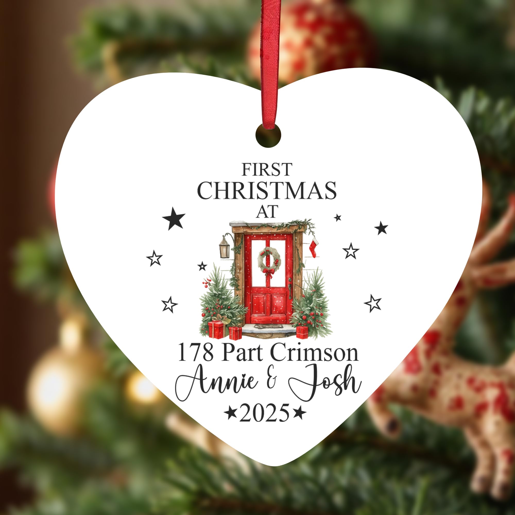 Kreatesquare White Personalised Christmas Baubles Heart Shape Ceramic Christmas