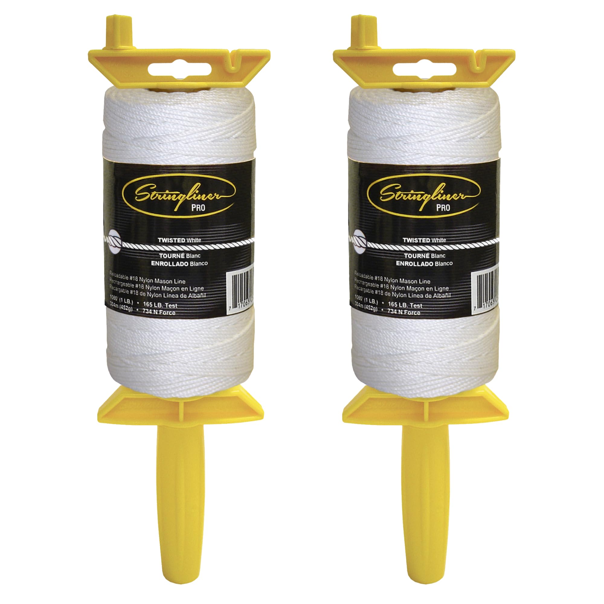 Stringliner 25703 Pro Mason’s Line Reels – 1 Lb. Stringliner® PRO TWISTED WHITE 1080'. (2 Pack)