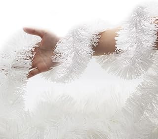 60 Feet White Christmas Tinsel Garland for Tree, Ornament Glitter Twist for Wedding Birthday Party Decorations Indoor & Outdoor