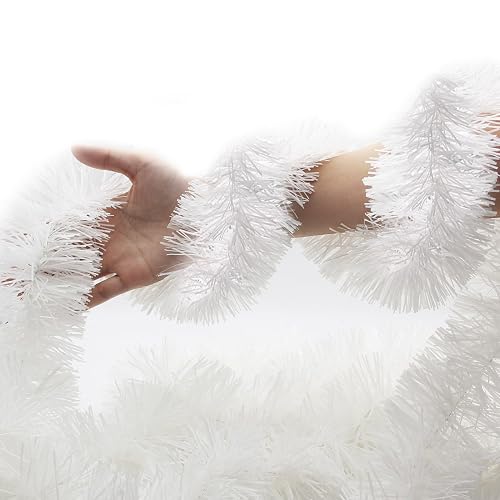 60 Feet White Christmas Tinsel Garland for Tree, Ornament Glitter