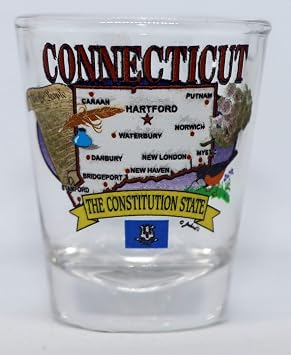 World By Shotglass Connecticut State Elements Map Shot Glass