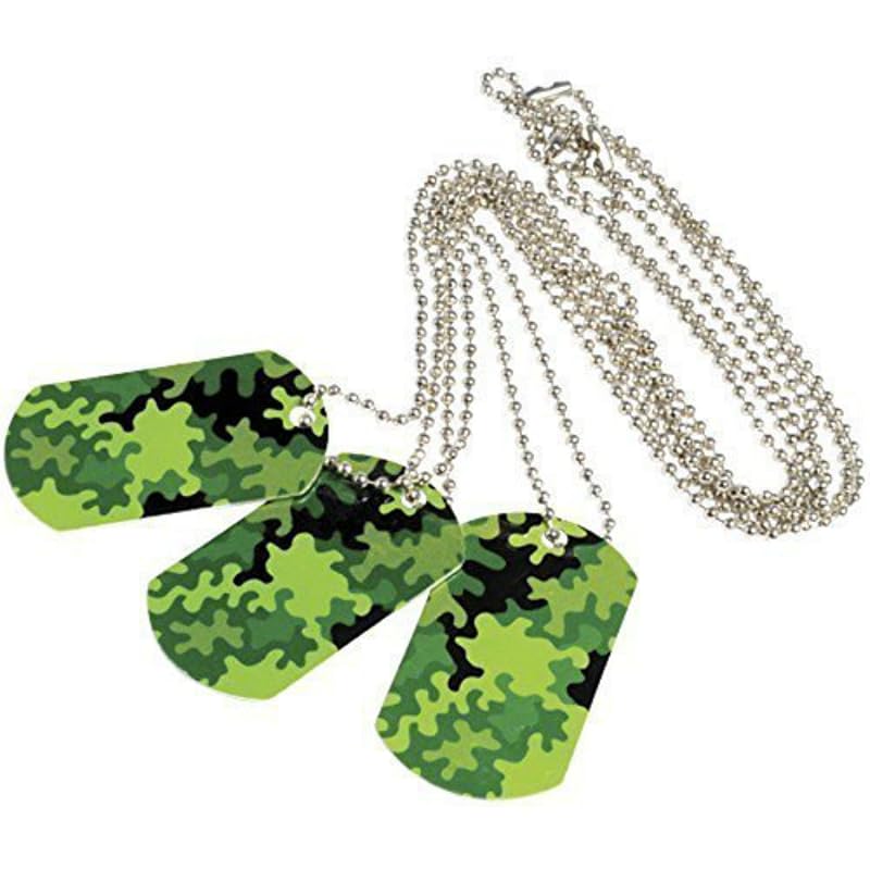 Plaquinhas Estilo Dog Tag Camufladas de Metal U. S. Toy, Pacote com 12