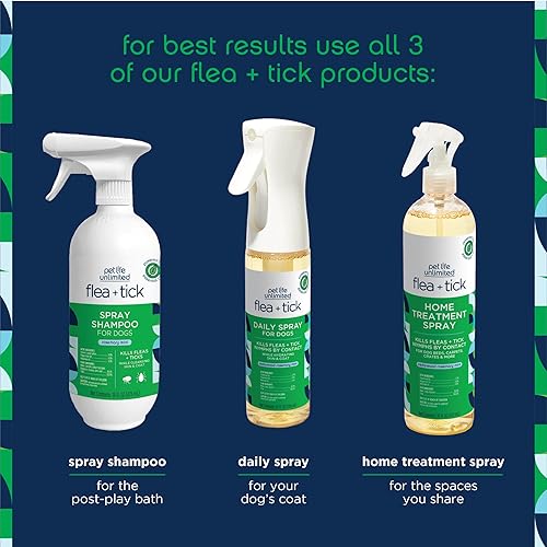 Miniatura 5 de Set natural de 3 pasos para pulgas y garrapatas, champú para tratamiento de pulgas y garrapatas para perros, spray de tratamiento para pulgas y
