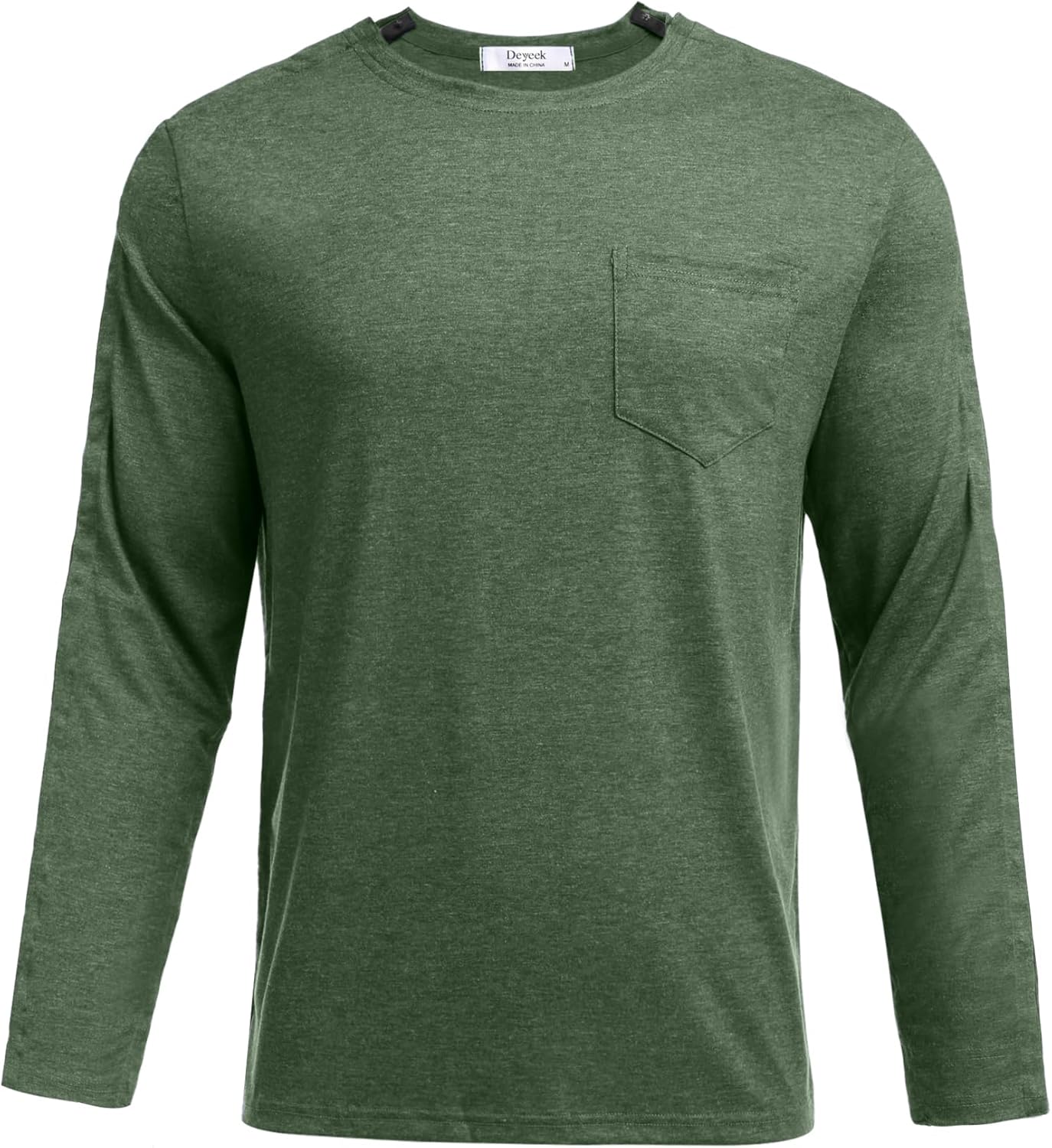 Deyeek Men's Post Shoulder Surgery Recovery Shirts Full Tear Away Long Sleeve Snap Chemo Port Access Shirt - Image 5